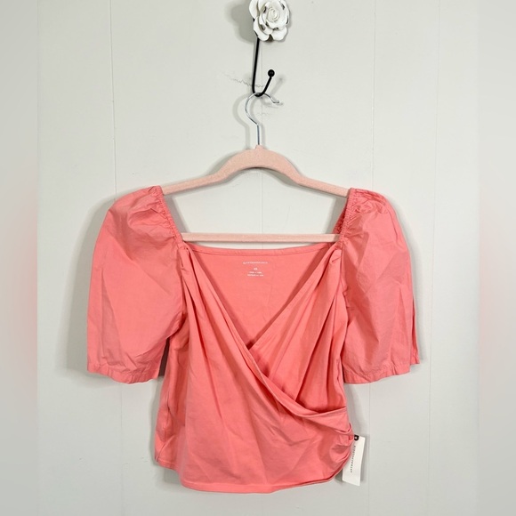 Anthropologie puff sleeve wrap top pink size XS new - Picture 2 of 6